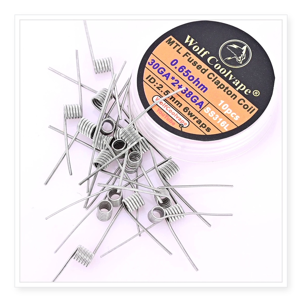 Vape Coil Replacement - 10 個 Wolfcoolvape MTL フューズド クラプトン