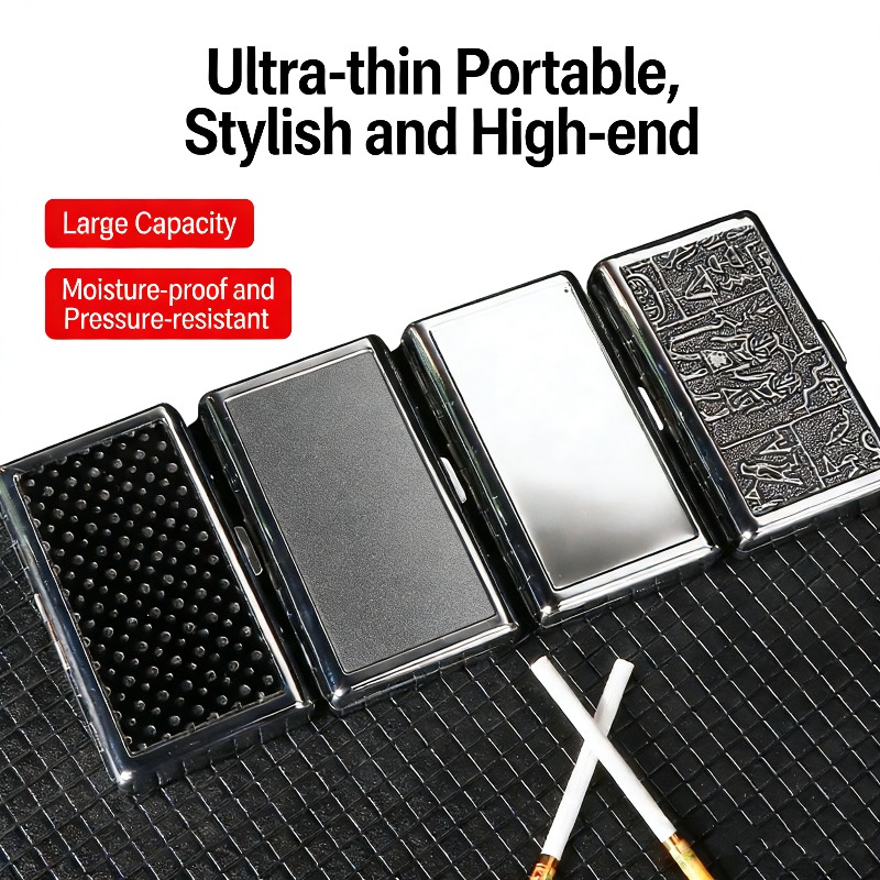 Smoking & Vaping Accessories - 20本入りスリム細長い鉄製クリップ防水タバコケース携帯用金属大容量男女兼用タバコケース喫煙具