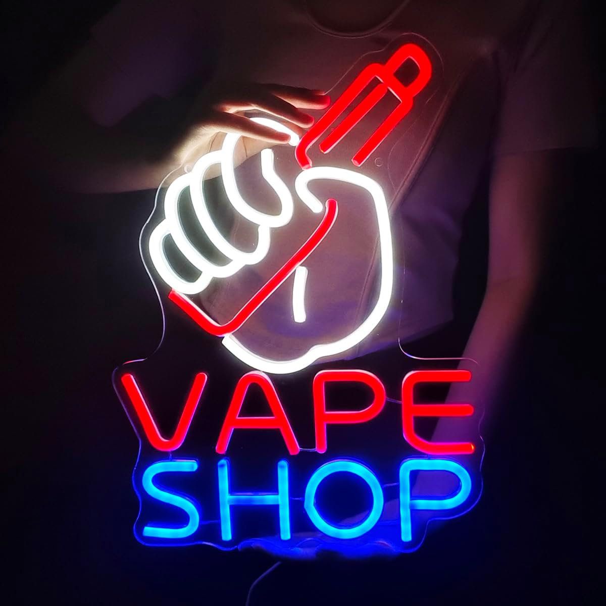 Vaping Shop - LED付き電子タバコのネオンサイン,タバコ,ビジネスストア,ロゴ付きの壁の装飾,誕生日,クリスマス,夫へのギフト