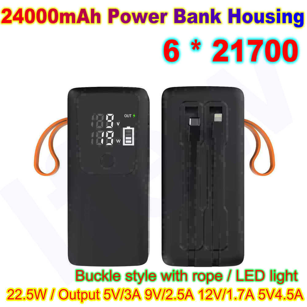 Battery Case Storage - 21700 バッテリーパワーバンクハウジングケース DIY シェルホルダー取り外し可能なバッテリー充電収納ボックスケーブル付き LED バッテリーなし