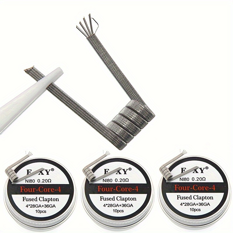 Coil Building Kit - 10個/箱、ニクロム融合クラプトンコイル ダブル/トリプル/クアッドコア Ni80 0.45オーム 0.31オーム 0.2オーム