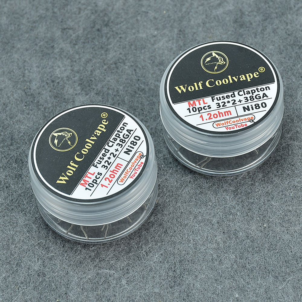 Vape Coil Replacement - Wolfcoolvape-事前に構築された加熱ワイヤー、vapeコイル、クルトン、0.2オーム、0.26オーム、mtl、n80、rda、rta、rba、アトマイザー用